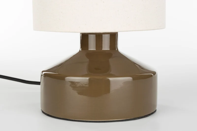Tischlampe Nook Taupe von Zuiver mit Keramikfuß und Leinenschirm