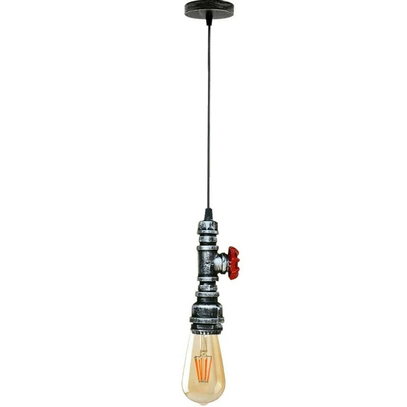 Wasserrohr-Pendelleuchte – Industrieller Retro-Stil – E27 – Gebürstetes Silber~1253