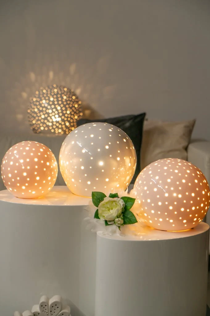 Lampe Padovo weiß-creme Porzellan