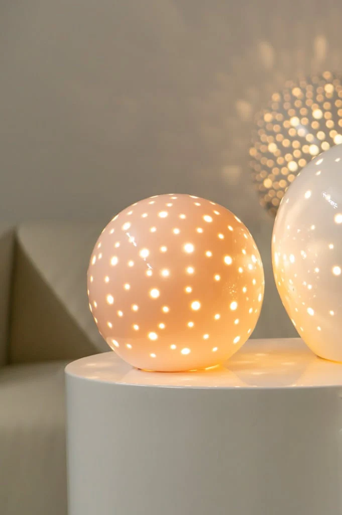 Lampe Padovo weiß-creme Porzellan