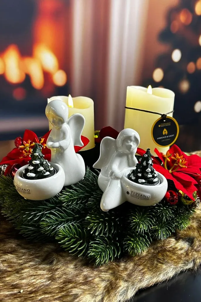 Adventskranz mit Engeln Nora und LED Kerzen Sotto