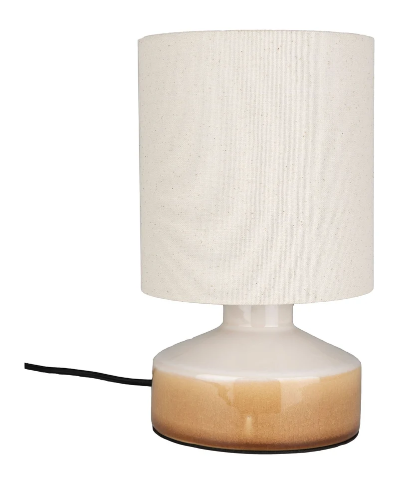 Tischlampe Nook Beige mit Keramikfuß und Leinenschirm von Zuiver