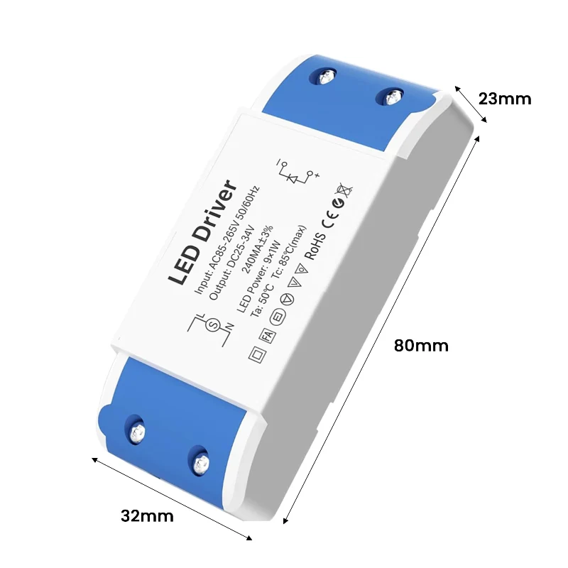 LEDSONE 9W LED Driver Kompakter Konstantstrom-Trafo 240mA ~1107