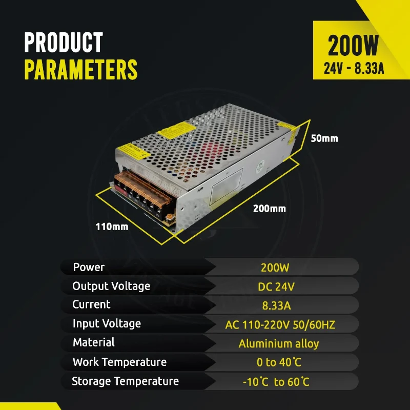 Ledsone LED Schaltnetzteil 24V 200W 8.33A Aluminium ~1102