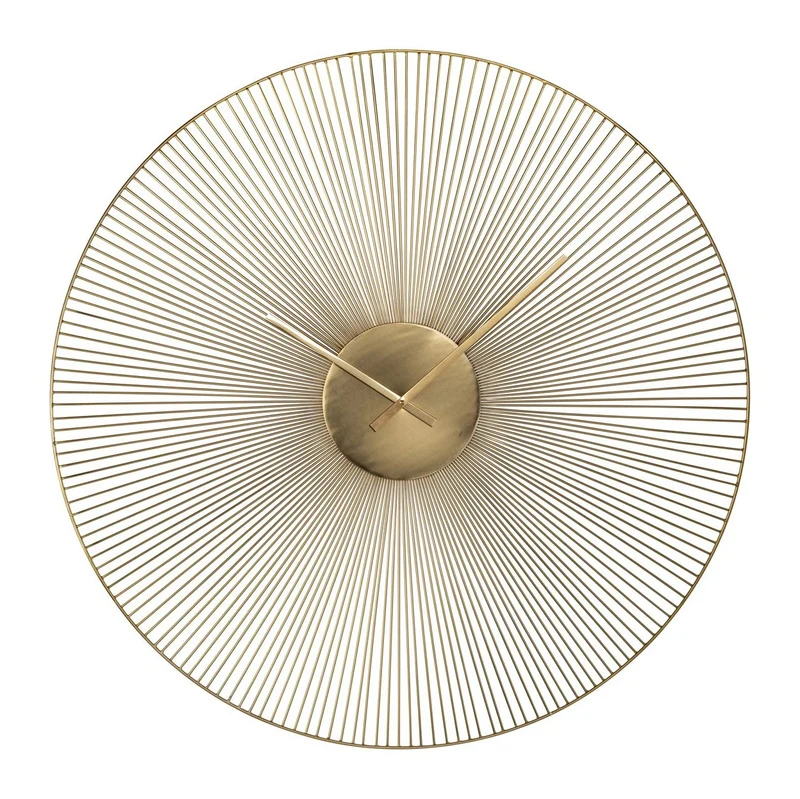 Wanduhr Audrey Gold, Ø 90 cm, ziffernloses Design aus Eisen