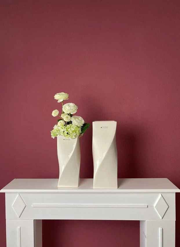 Vase Tenuta eckig weiß-creme