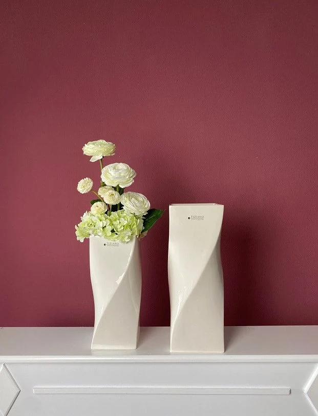 Vase Tenuta eckig weiß-creme