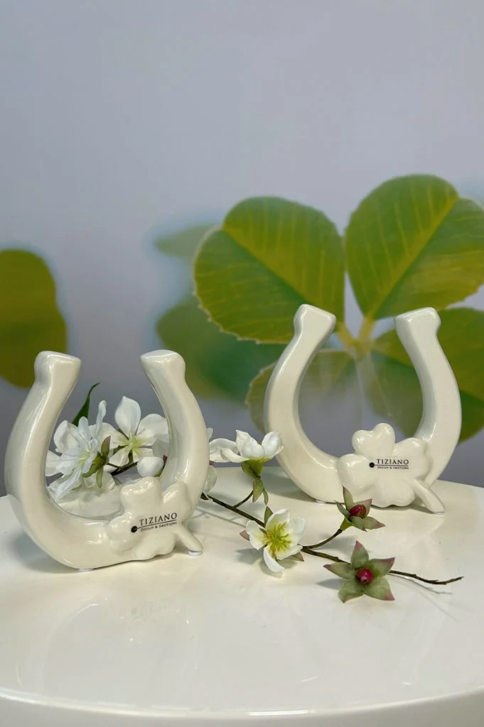 Hufeisen Fortuna Kleeblatt creme-weiß