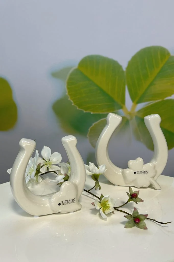 Hufeisen Fortuna Kleeblatt creme-weiß