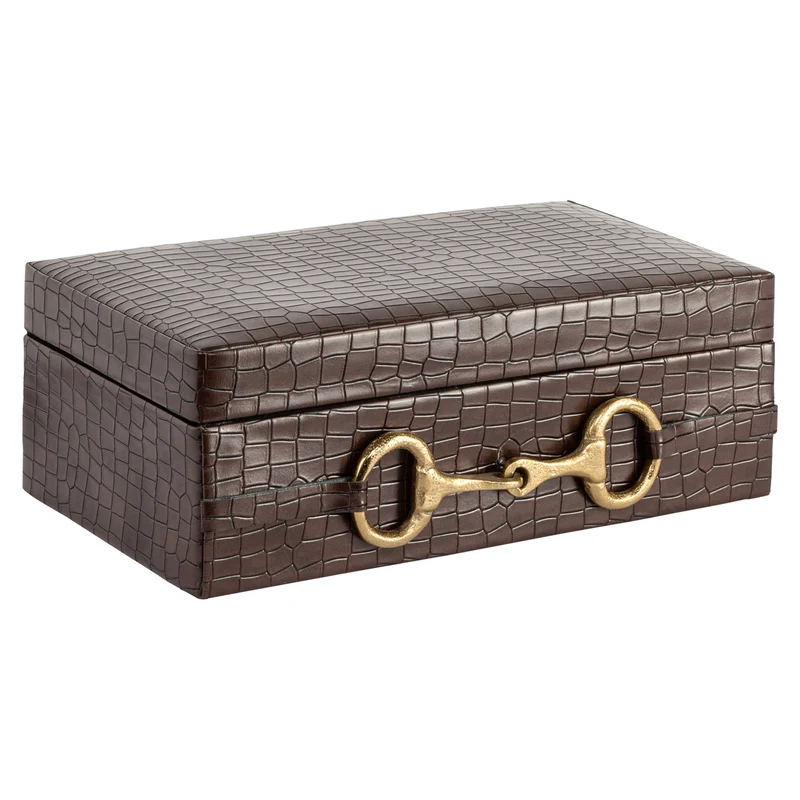 Aufbewahrungsbox Rex dark brown mit Wildleder-Bezug, 25x15 cm