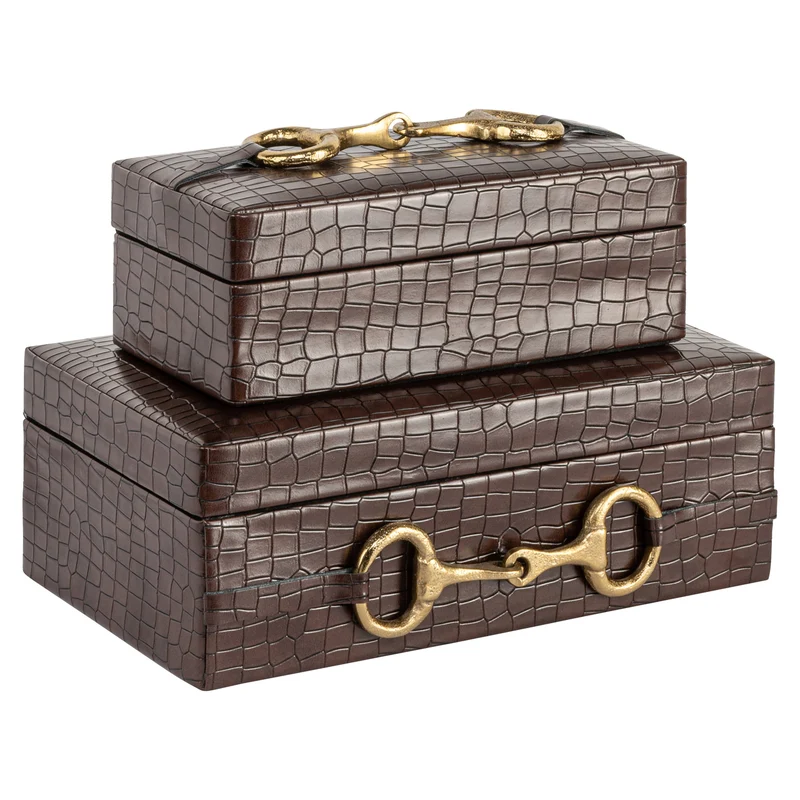 Aufbewahrungsbox Rex dark brown mit Wildleder-Bezug, 25x15 cm