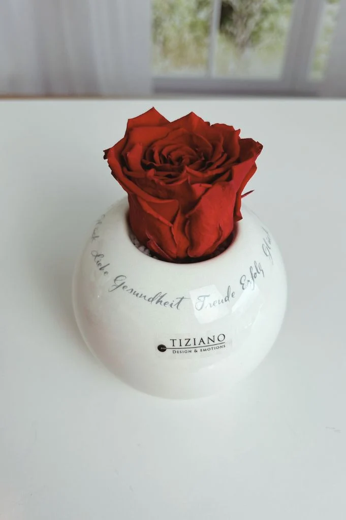 Dekoset Teelicht Dolomiti mit Infinity Rose rot