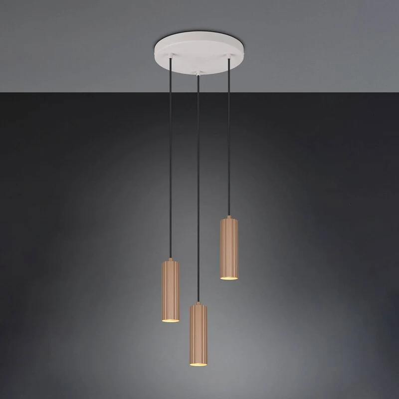 B-Ware TRIO Pendelleuchte Hängeleuchte Soka GU10 3-flammig LED Lampe Metall coffee 28cm