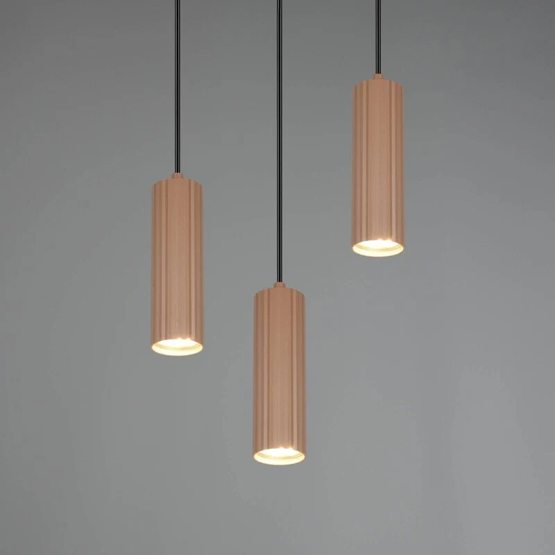 B-Ware TRIO Pendelleuchte Hängeleuchte Soka GU10 3-flammig LED Lampe Metall coffee 28cm