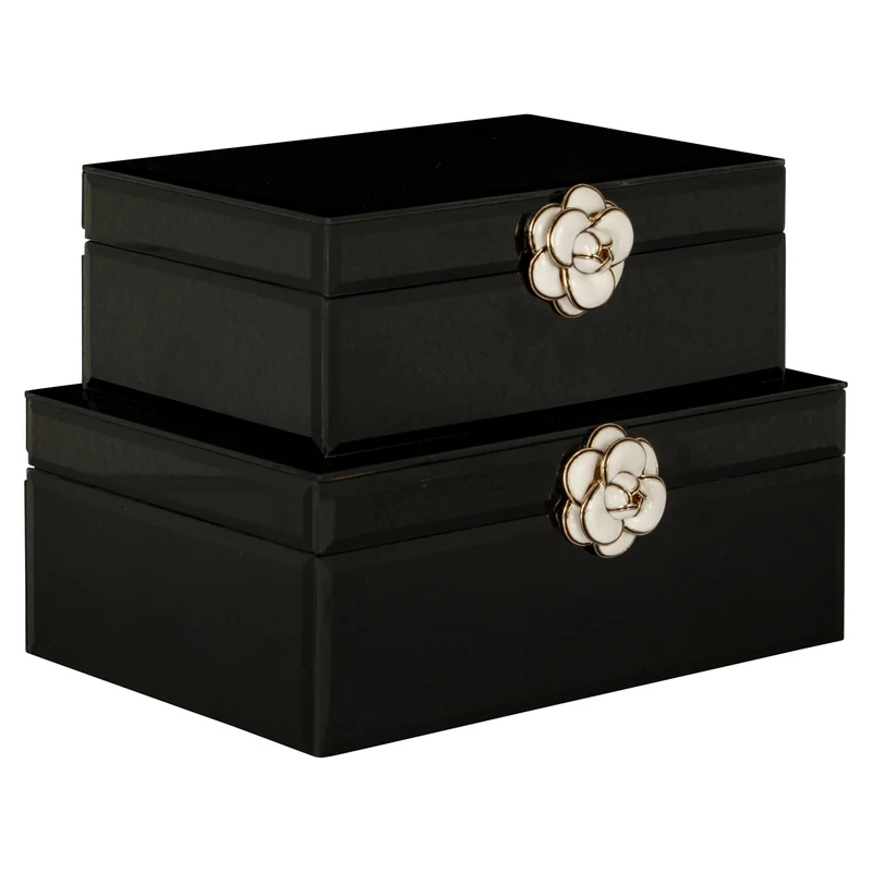 Aufbewahrungsbox Vivy Large in Schwarz mit Glasdeckel – Schmuckbox