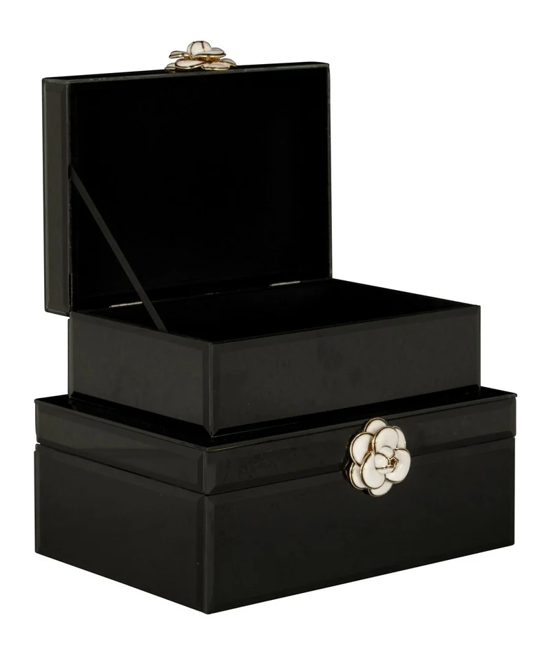 Aufbewahrungsbox Vivy black small – Schmuckbox mit Glasdeckel, schwarz