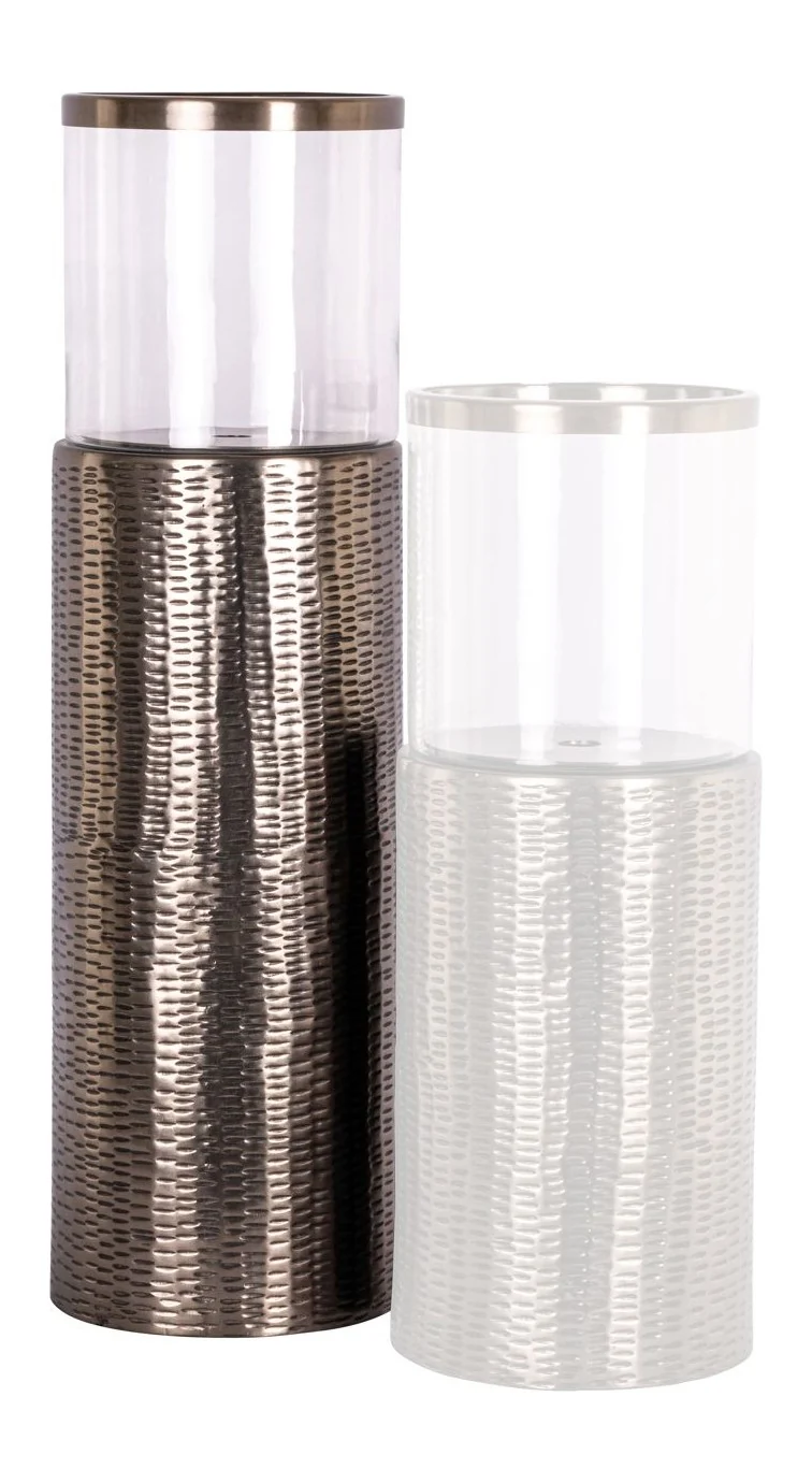 Windlicht Faylen L Bronze - Bodenwindlicht aus Glas & Eisen, 65 cm