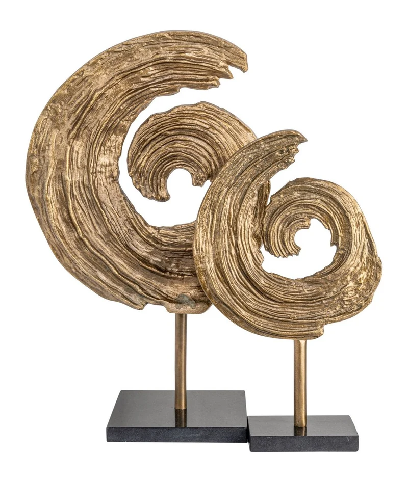 Dekoratives Objekt Swirl Brass Antique aus Aluminium & Granit, 46 cm