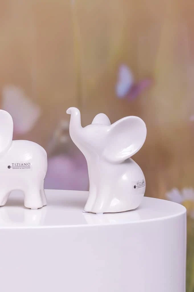 Deko Elefant Leon sitzend weiß-creme