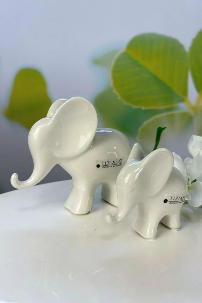 Deko Elefant Leon stehend weiß-creme