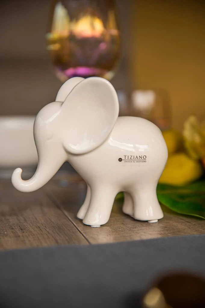 Deko Elefant Leon stehend weiß-creme