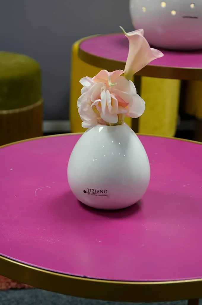 Tischvasen Vitara tropfen weiß-creme