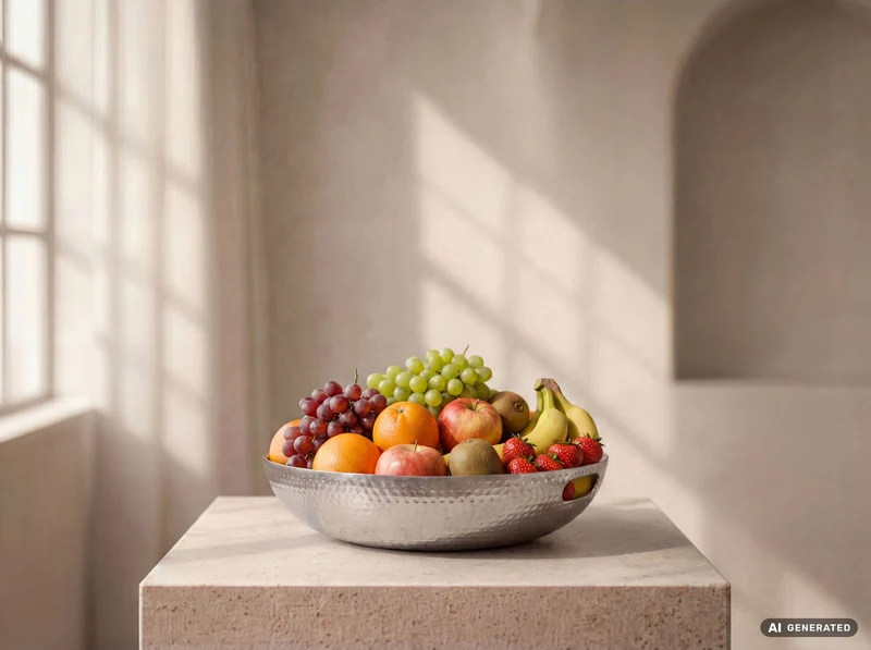 Deko-Obstschale Rund Silber 38 cm Aluminium im Hammerschlag-Look