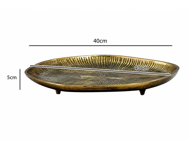 Dekoschale Gold Aluminium 40 cm, organisches Design mit Standfüßen