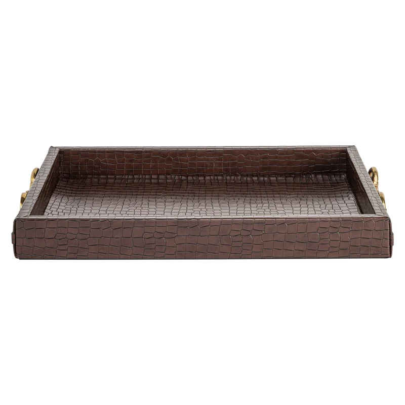 Richmond Tablett Banks – Wildleder-Serviertablett in Dunkelbraun