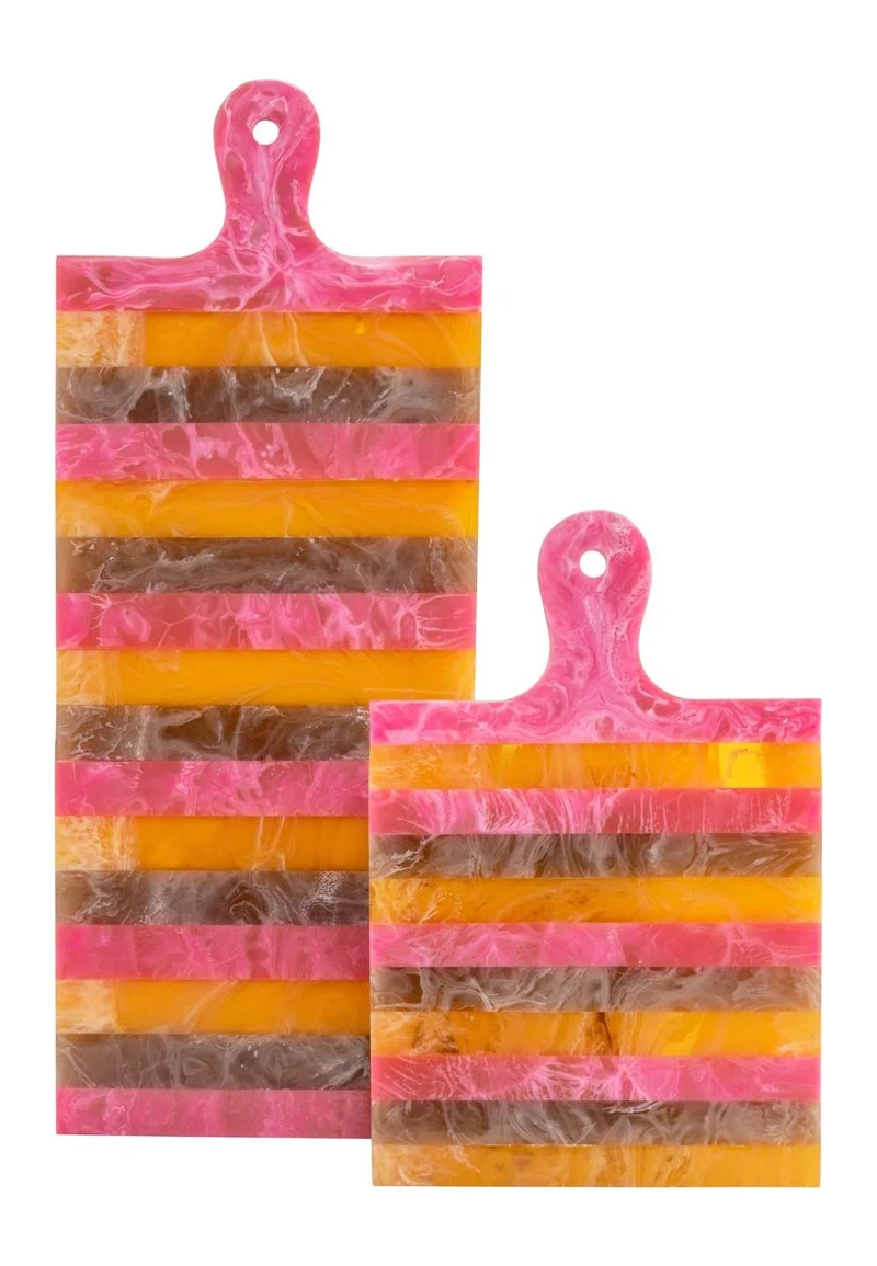 Tablett Cindy – Harz-Deko-Tablett pink/orange, handgegossenes Unikat