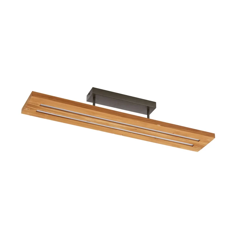 B-Ware Lindby Deckenlampe Nesaja LED Leuchte dimmbar Holz schwarz 98x18cm modern
