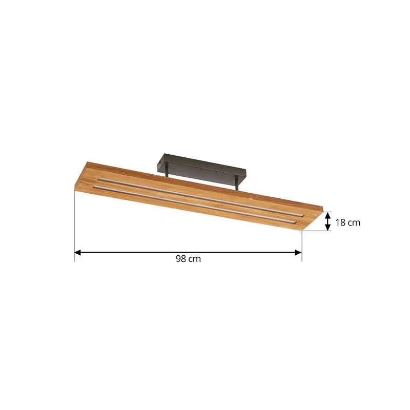 B-Ware Lindby Deckenlampe Nesaja LED Leuchte dimmbar Holz schwarz 98x18cm modern