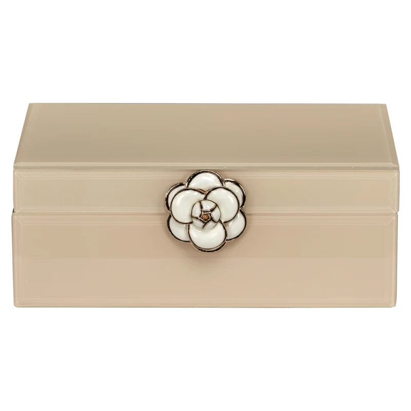 Aufbewahrungsbox Abbey ivory small – dekorative Box aus MDF & Glas