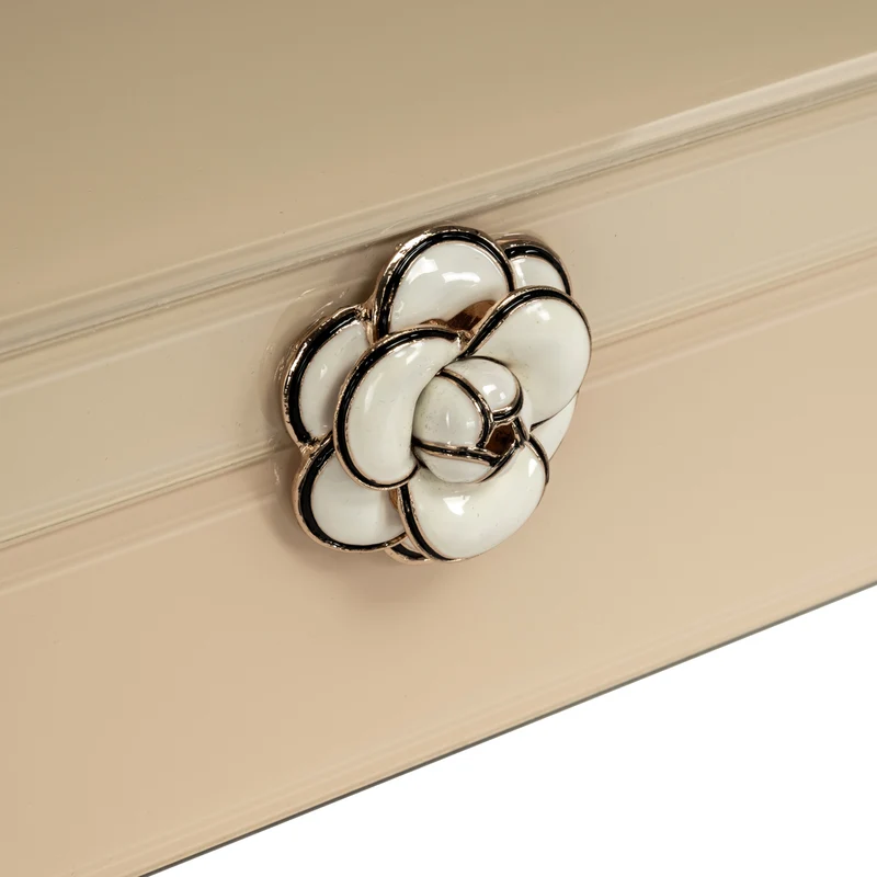 Aufbewahrungsbox Abbey ivory small – dekorative Box aus MDF & Glas