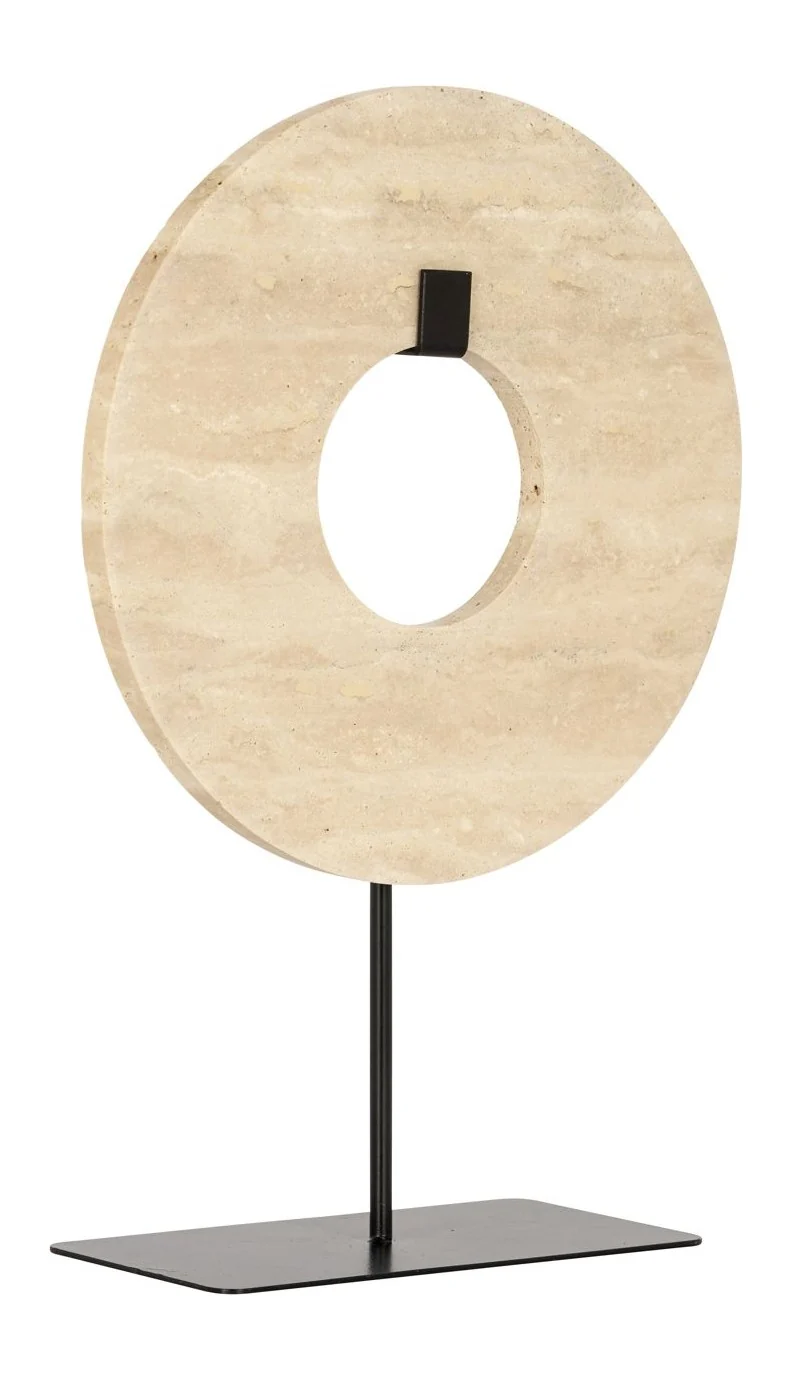 Dekoratives Objekt Manou small aus Metall & Travertin, beige