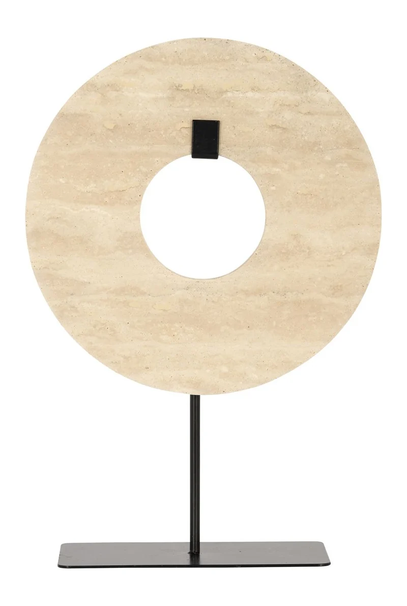 Dekoratives Objekt Manou small aus Metall & Travertin, beige