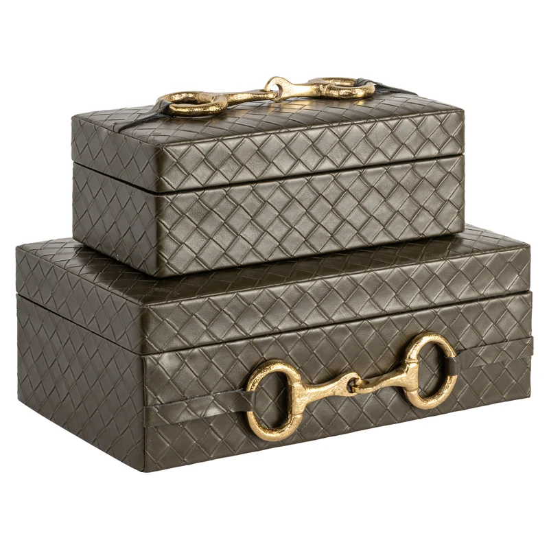 Aufbewahrungsbox Blade Olive Large aus Wildleder – Richmond Design