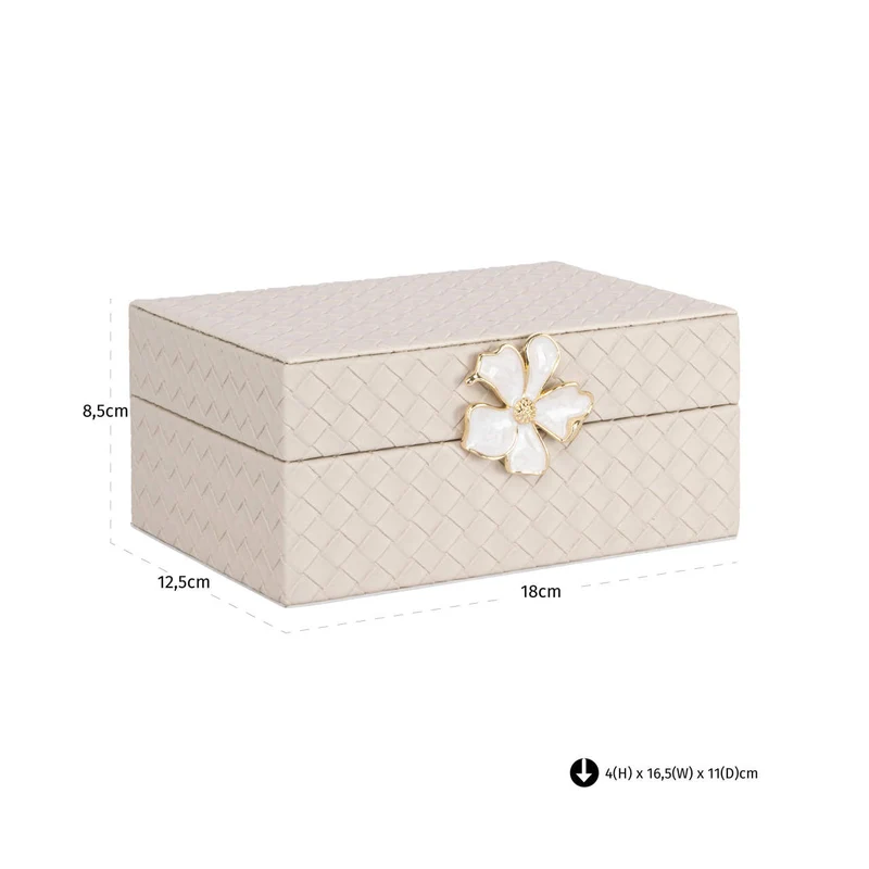 Aufbewahrungsbox Lillie Ivory aus PU-Leder für kleine Utensilien