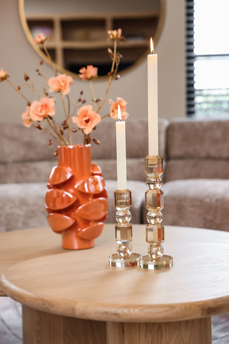 Kerzenhalter Meral in Braun, groß – Glas-Deko von Richmond Interiors