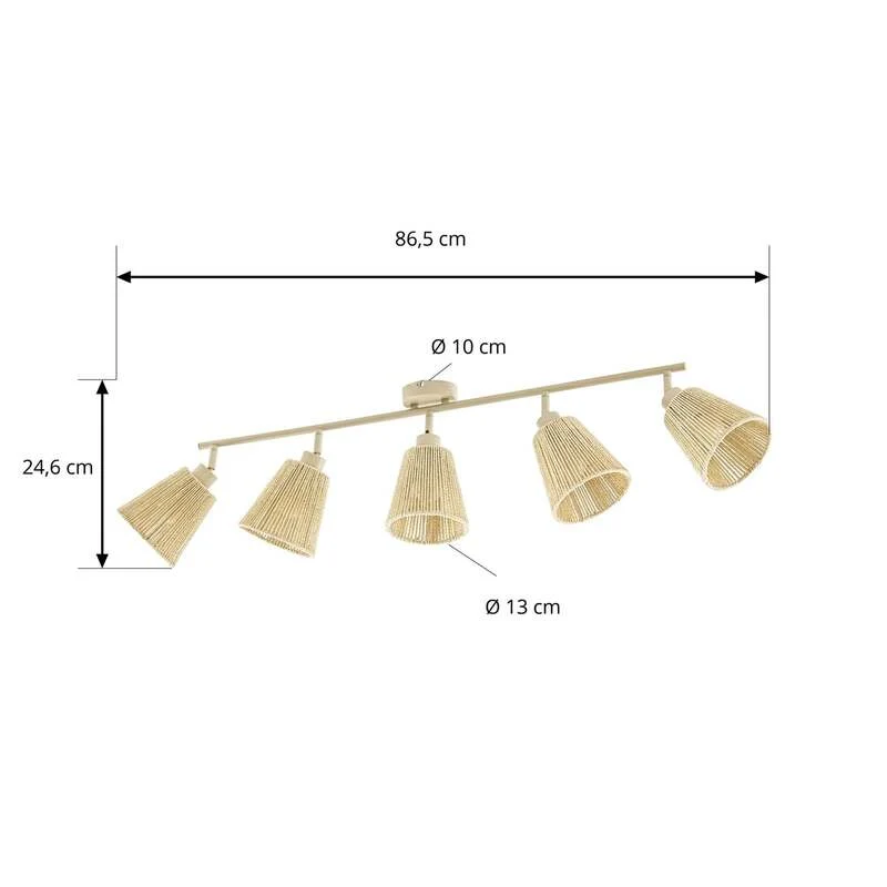 B-Ware Lindby Deckenstrahler Anuva LED Strahler 5-flammig dimmbar beige 86x13cm