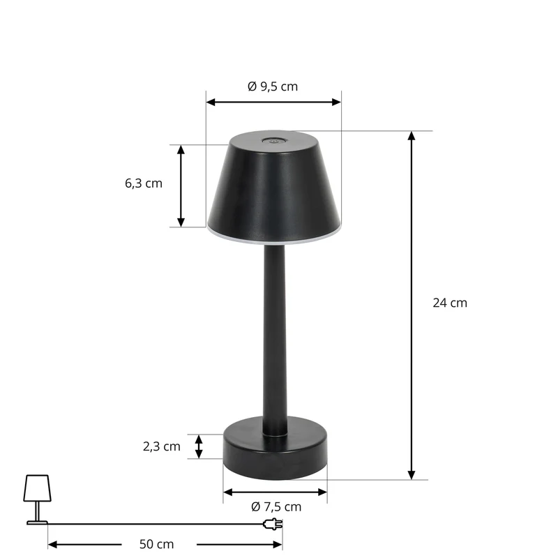 6x B-Ware Lindby Akkuleuchte Gaja LED dimmbar schwarz RGBW IP44 Tischlampe Gartenlampe