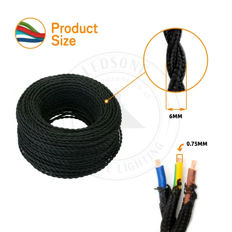 3-adriges Textilkabel 0.75mm – Gedrehtes Stoffkabel~1202