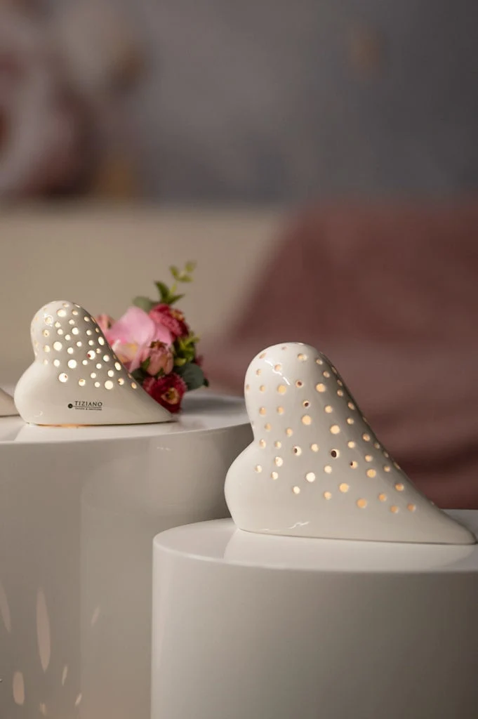 Deko Herz Belvina liegend LED creme-weiß