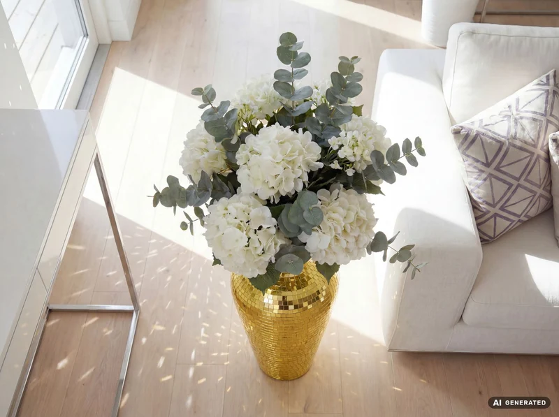 Bodenvase Aluminium Gold im Discokugel-Design, 50 cm hoch von Wohnling