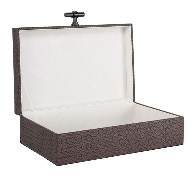 Aufbewahrungsbox Billie in Dark Brown aus PU-Leder, 30x19 cm