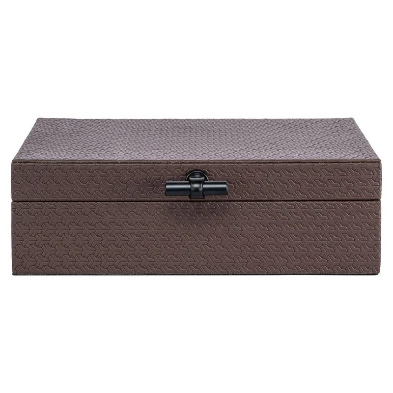 Aufbewahrungsbox Billie in Dark Brown aus PU-Leder, 30x19 cm
