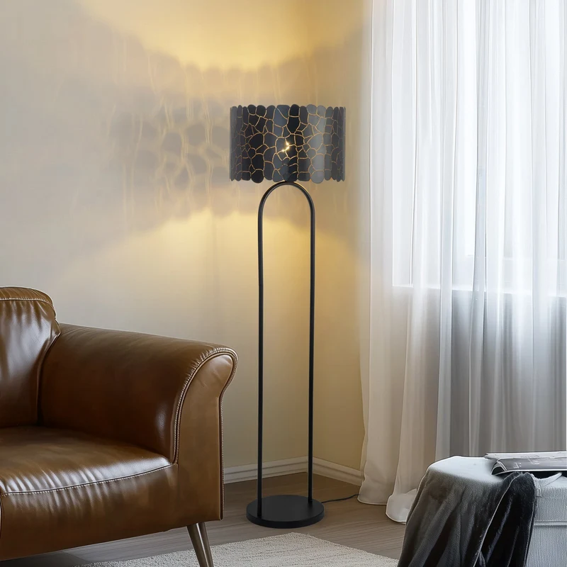 B-Ware Lindby Stehleuchte Lampe Aralena schwarz gold Höhe 1435 cm