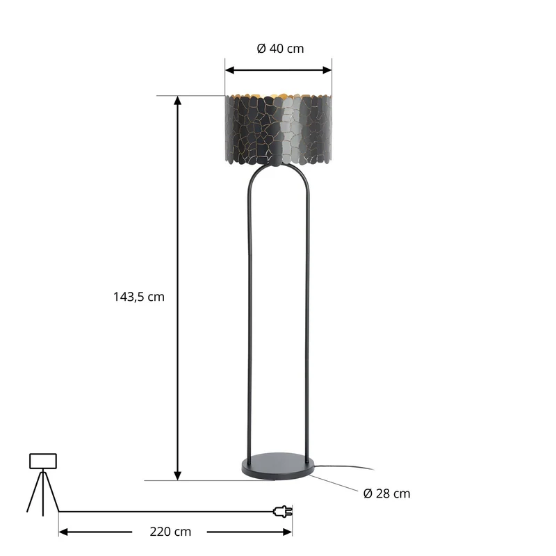 B-Ware Lindby Stehleuchte Lampe Aralena schwarz gold Höhe 1435 cm