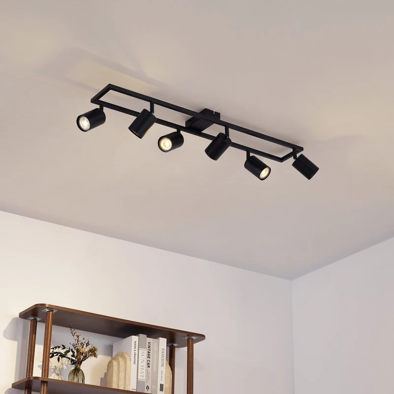 B-Ware Lindby Deckenstrahler Strahler Bravius schwarz 6-flammig Eisen