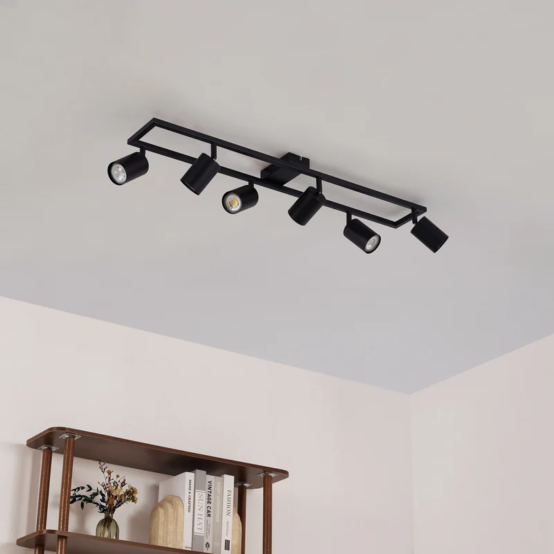 B-Ware Lindby Deckenstrahler Strahler Bravius schwarz 6-flammig Eisen